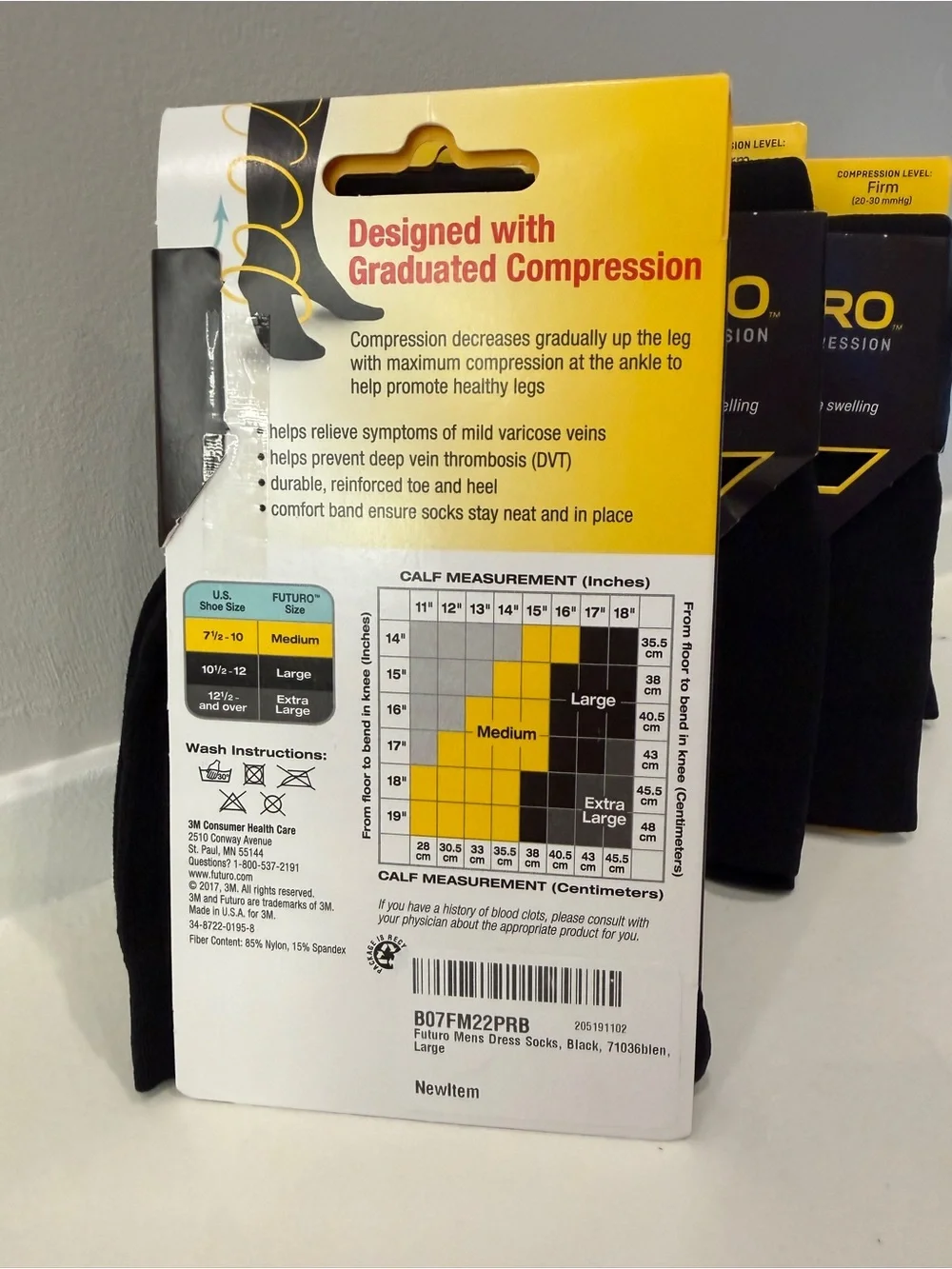 Futuro Men's Black Dress Compression Socks - 5 Pack size large